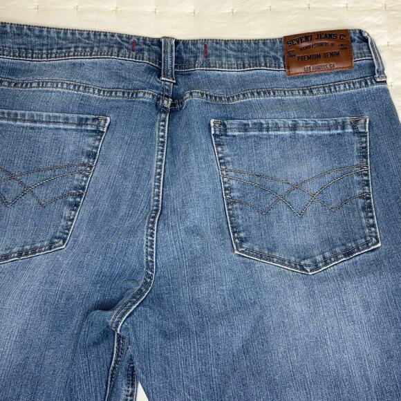 Seven7 Straight Fit Mid Rise Denim Jeans Men's 36x32 | Blue 5-Pocket Classic - Picture 3 of 13